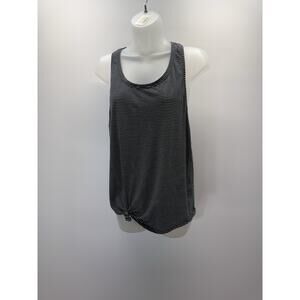 LULULEMON Think Fast Tank Top Womens Black White Striped Racerback Sz 8